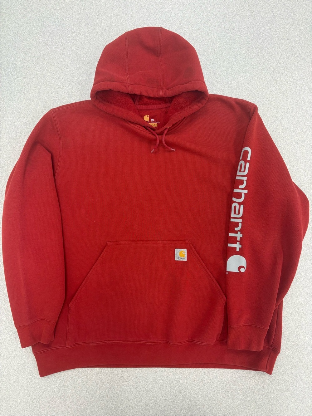 Carhartt Original Fit Hooded Sweatshirt Pullover With Logo Sleeve Size Mens 2XL